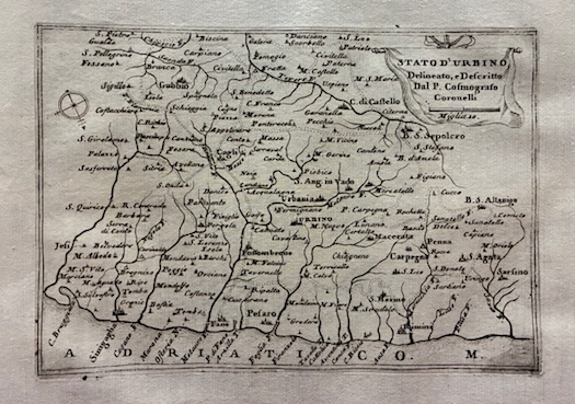Coronelli Vincenzo Maria (1650-1718) Stato d'Urbino delineato e descritto dal P. Cosmografo Coronelli 1708 ca. Venezia 